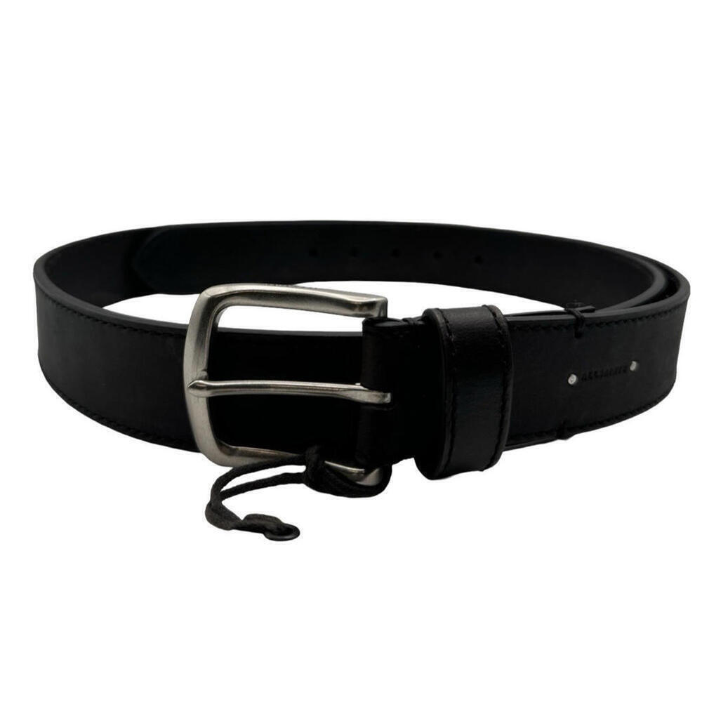 AllSaints Flat Strap Stitched Edge Leather Belt Brown Black Size 40
